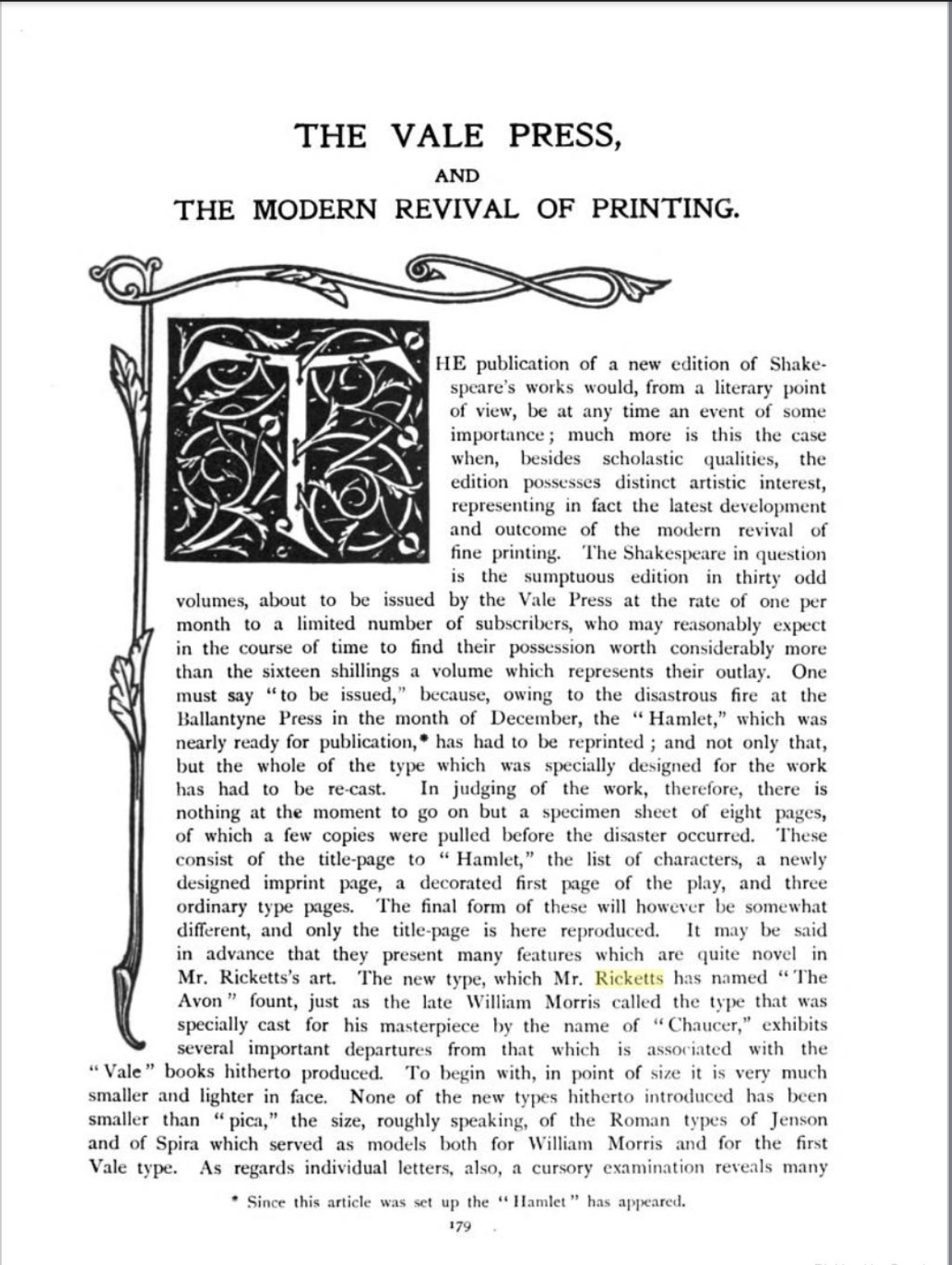 The Vale Press, 1900